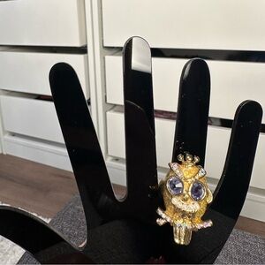 Vintage Betsey Johnson Enchanted Forest Owl Stretch Cocktail Ring
